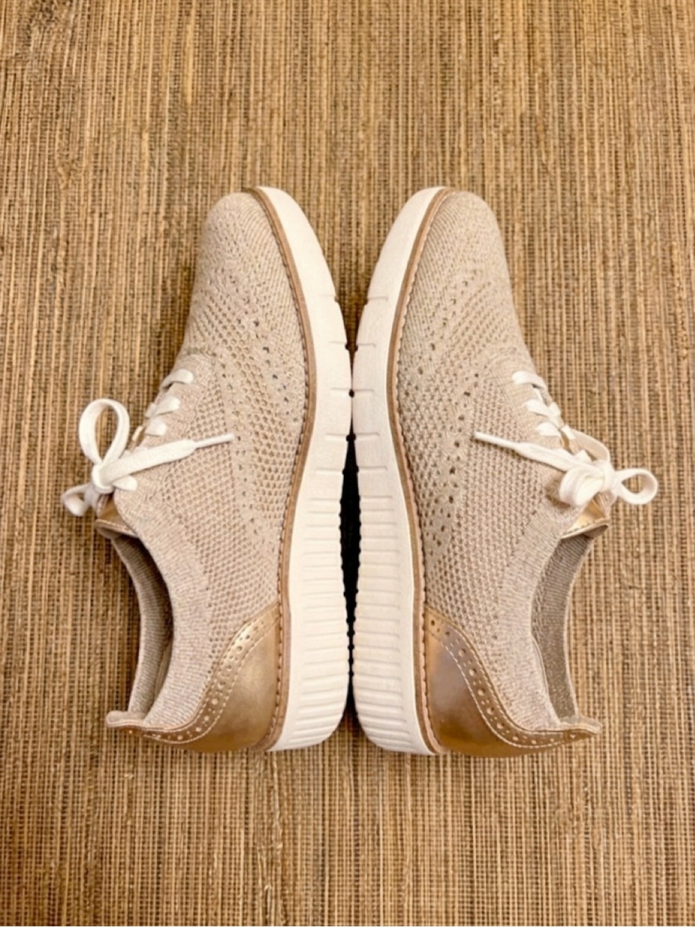 Cole Haan Grand City Platform Stitchlite Oxfords Rye Gold Metallic Sz 5 - Picture 7 of 11